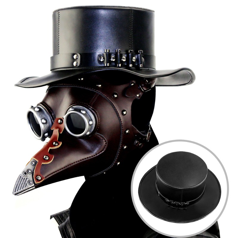 PU Leather Plague Doctor Mask  - Disposable Surgical Mask ulasan dan harga