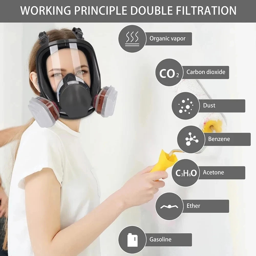 6800 Anti-Fog Gas Mask, Indust - Dust Mask Construction ulasan dan harga