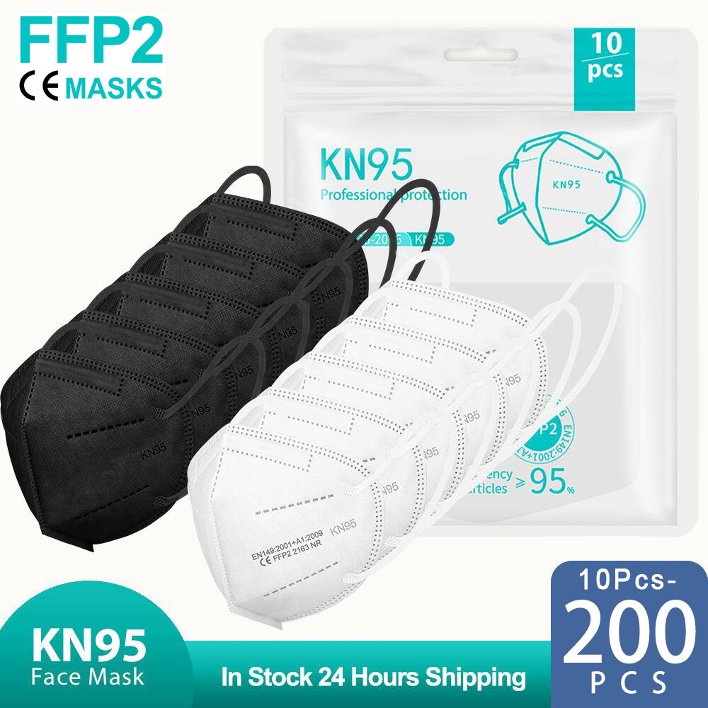 10-200PCS Mascarillas FPP2 Bla - Disposable Surgical Mask ulasan dan harga